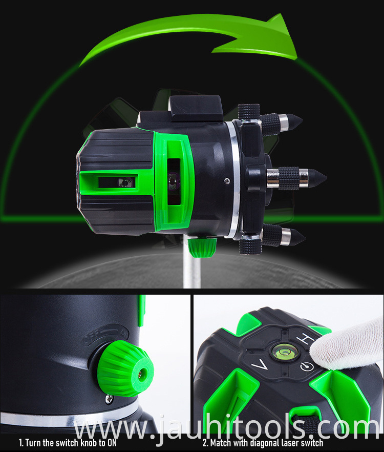 Laser Level Green Radius 3 Cross Lines Self-Leveling